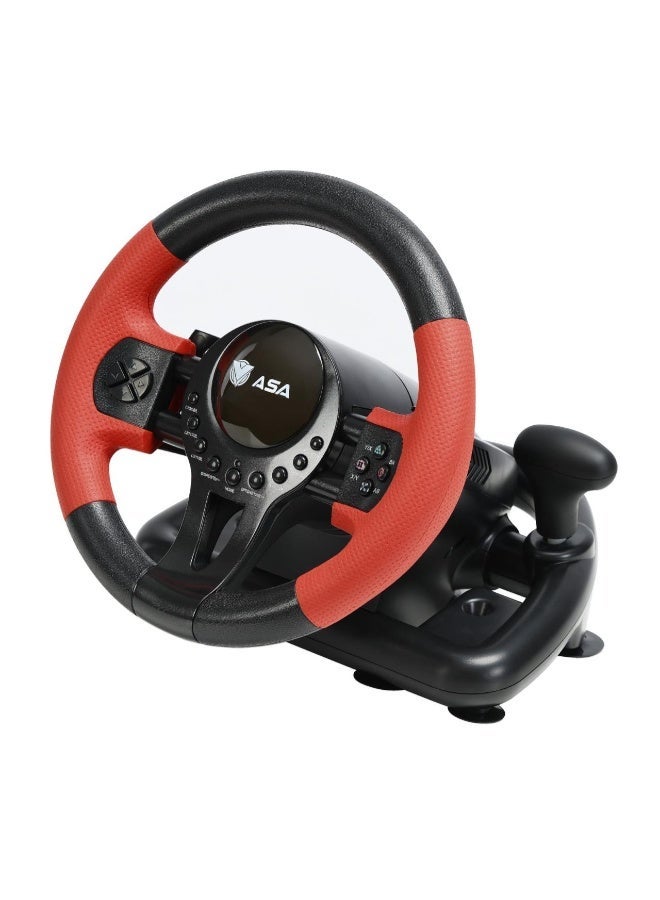 ASA A500 6-in-1 Gaming Racing Wheel with Pedals & Gear Shifter – Dual-Motor Vibration, 180° Rotation – Compatible with PC, PS4, PS3, Xbox One, Xbox 360, Switch, and Android - Image 2