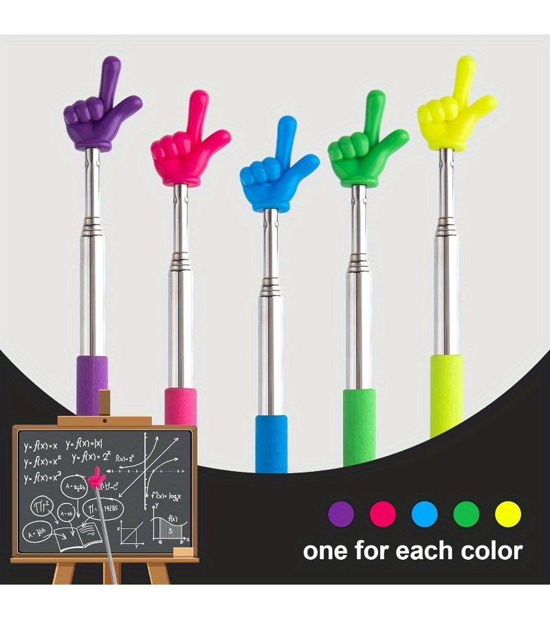 5pcs Retractable Teacher Pointers Ergonomic Grip Durable Classroom Supplies No Batteries Needed - Image 5