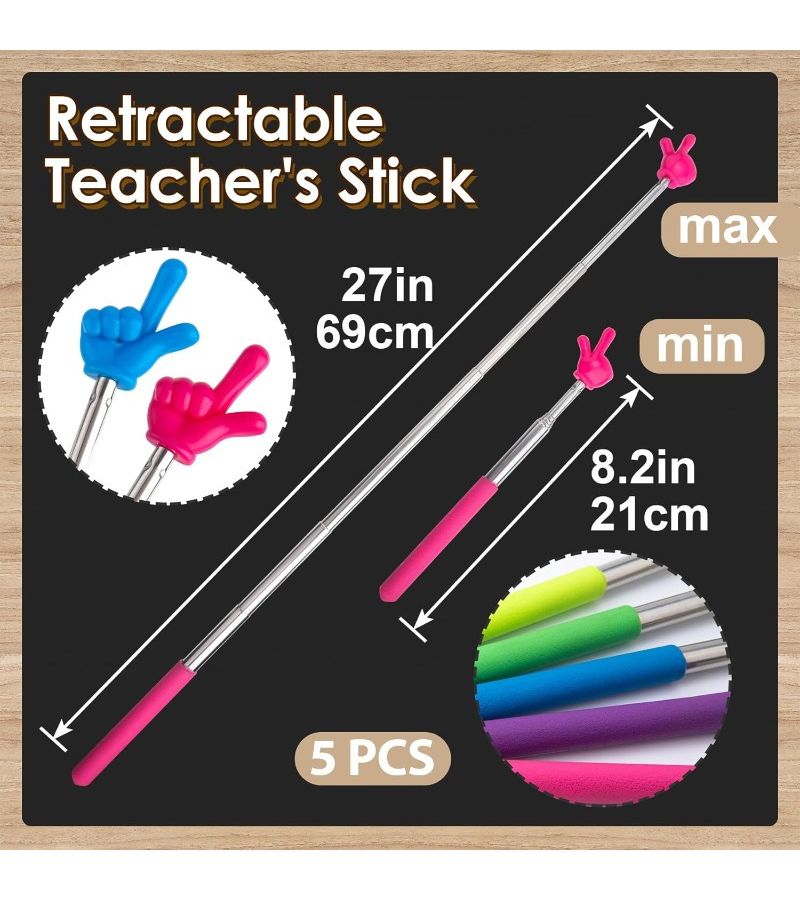5pcs Retractable Teacher Pointers Ergonomic Grip Durable Classroom Supplies No Batteries Needed - Image 3