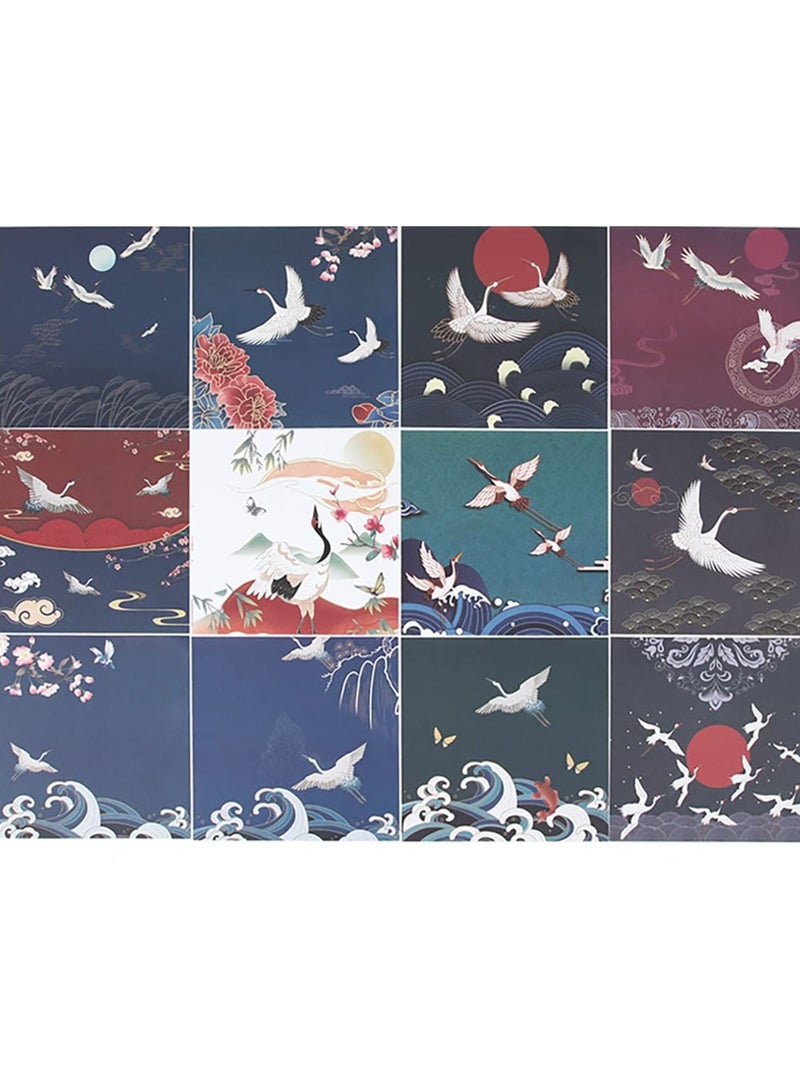 KASTWAVE Origami Paper 70 Sheets 5.6 x 5.6 inch Chinese Style 12 Differents Color Single Side Easy Folding for School Kids Teachers Traditional Patterns Square for Arts Crafts School Kids Projects - Image 3