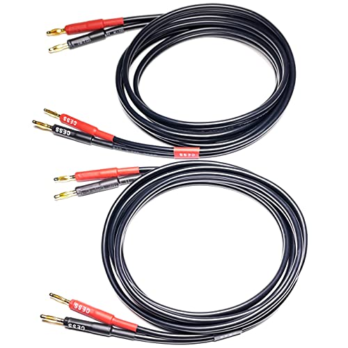 CNCESS CESS-037-3f Banana Plug Male to Male Speaker Cable 12 Gauge 680 Strand Count Silicone Soft Wire, 2 Cables (3 FEET) - Image 1