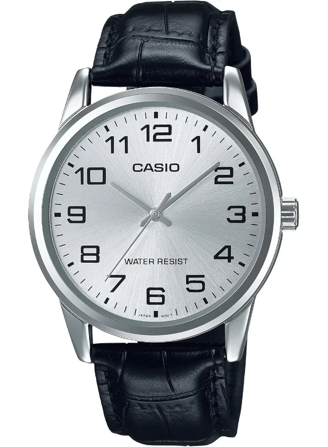 كاسيو Casio Men's Watch - MTP-V001L-7BUDF Silver Dial, Black Band