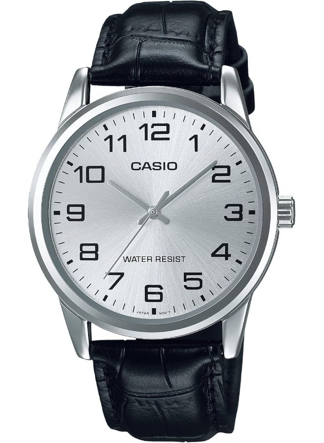 كاسيو ساعة كاسيو للرجال بقرص فضي وسوار أسود