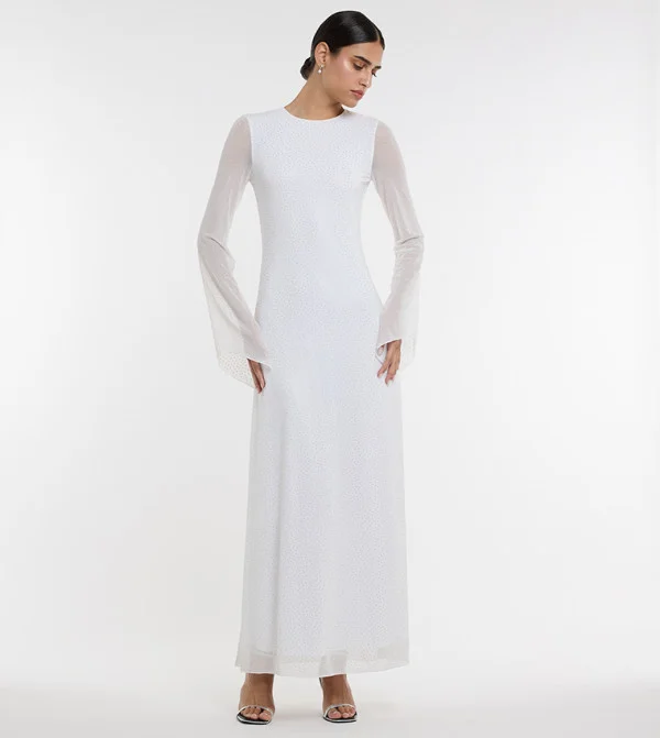 بي سي بي جي BCBG Embellished Mesh Maxi Dress