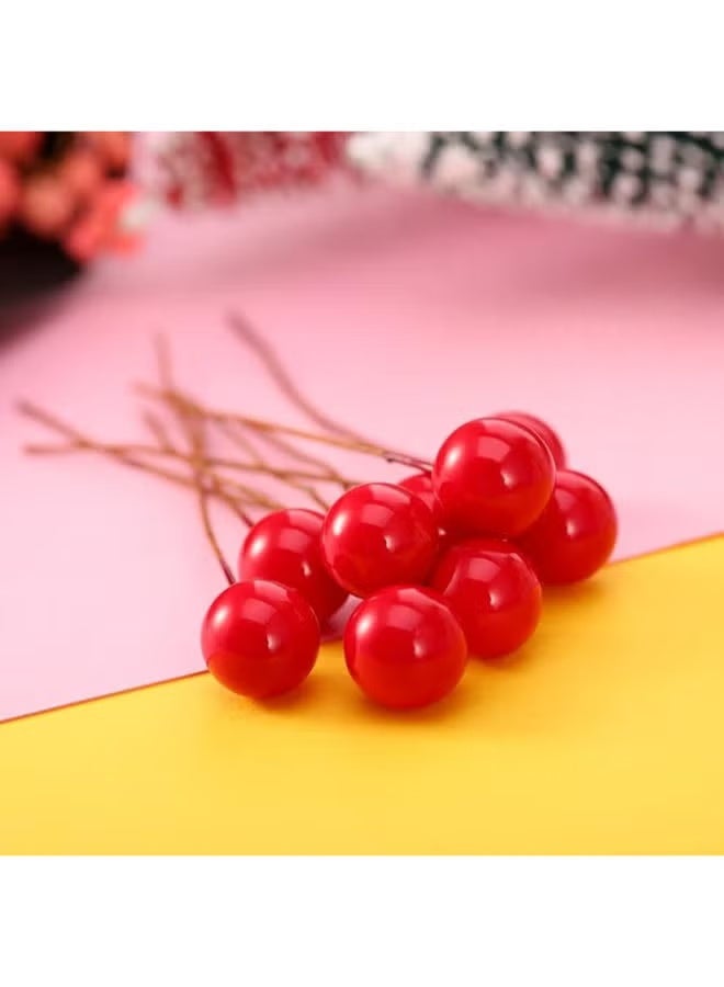 10 mm Fake Berries Decor on Wire for Christmas Tree Decorations (Pack of 50) Plastic - Image 2