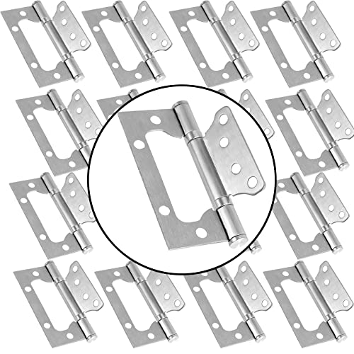 ZOENHOU 16 PCS 4 x 3 Inch Non Mortise Stainless Steel Door Hinges, Heavy Duty Brushed Nickel Flush Door Hinges with Screws - Image 1