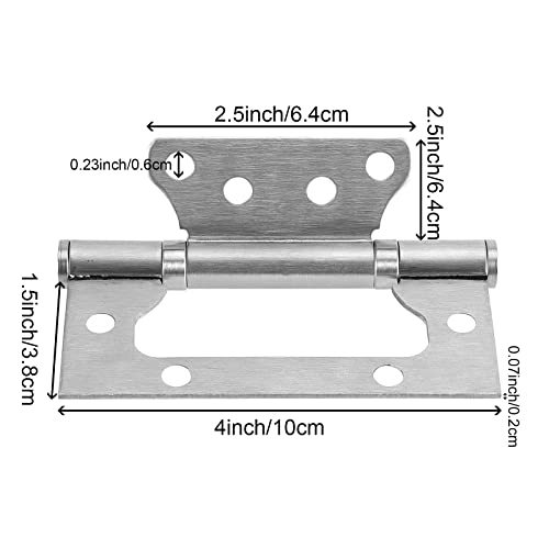 ZOENHOU 16 PCS 4 x 3 Inch Non Mortise Stainless Steel Door Hinges, Heavy Duty Brushed Nickel Flush Door Hinges with Screws - Image 2
