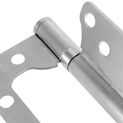 ZOENHOU 16 PCS 4 x 3 Inch Non Mortise Stainless Steel Door Hinges, Heavy Duty Brushed Nickel Flush Door Hinges with Screws - Image 3