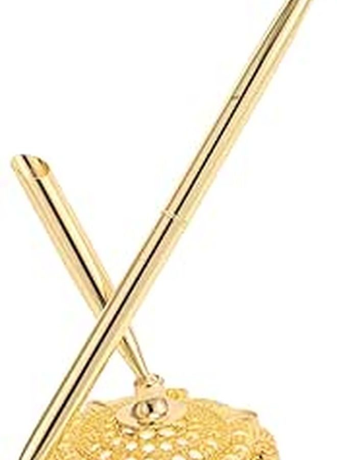 Professional Gold Tone Metal Ballpoint Pen With Crystal For Business Desk Signing - Image 1