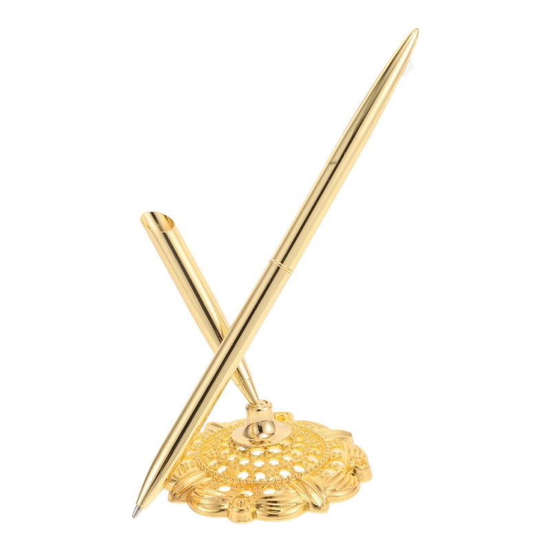 Professional Gold Tone Metal Ballpoint Pen With Crystal For Business Desk Signing - Image 2