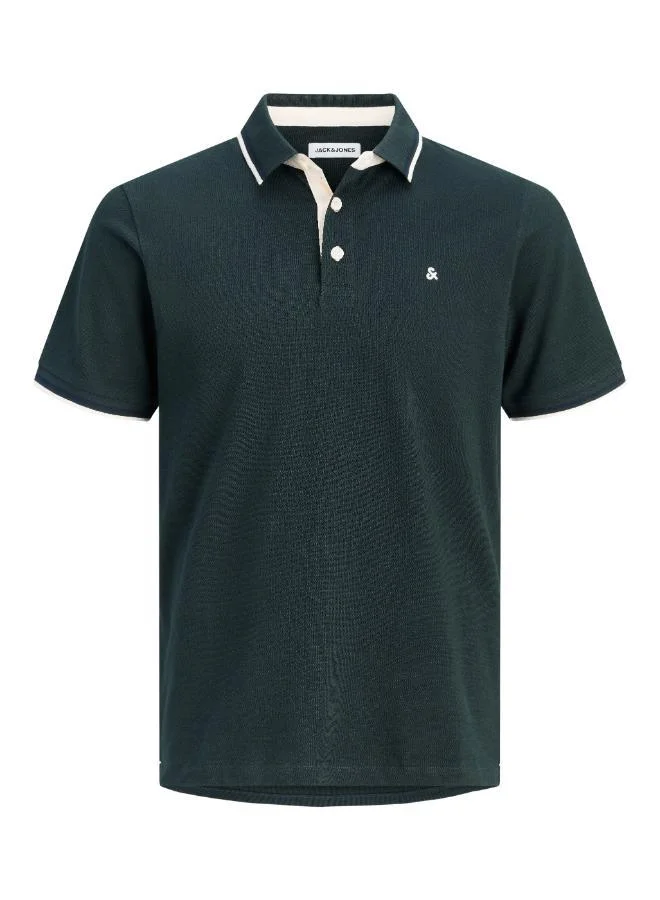 JACK & JONES Scarab Detail:PLAY Solid Regular Fit Polo for Men | Best Price UAE