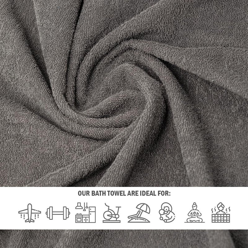 URBANFIX 2 Piece Large Size Bath Towel Set 400 GSM Soft Cotton Towels Lighter Weight Super Absorbent Perfect Bathroom Towels for Daily Use Travel 68 cms x 137 cms (Green and Steel Grey)… - Image 5