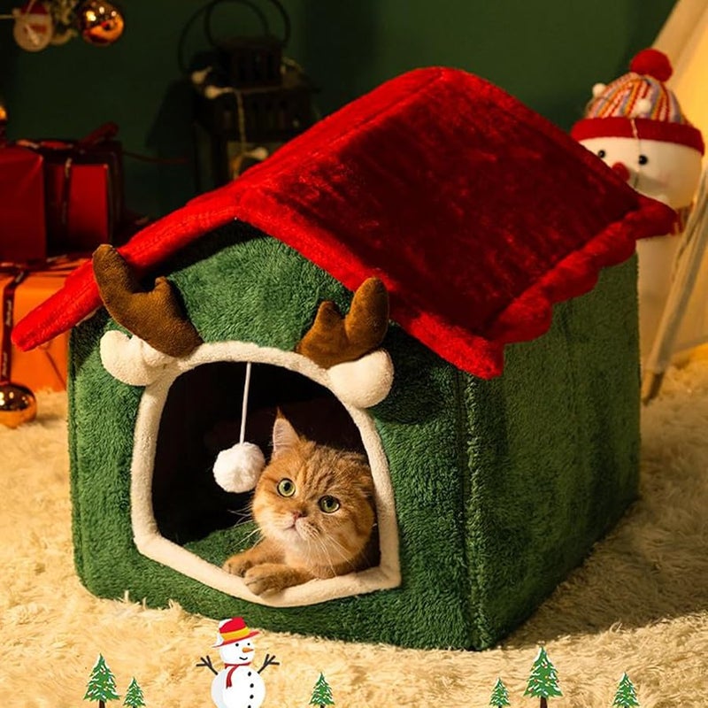 Christmas Winter Cat House Indoor Cave For Small Breeds 1 5 To 4 Kg Detachable Washable - Image 5