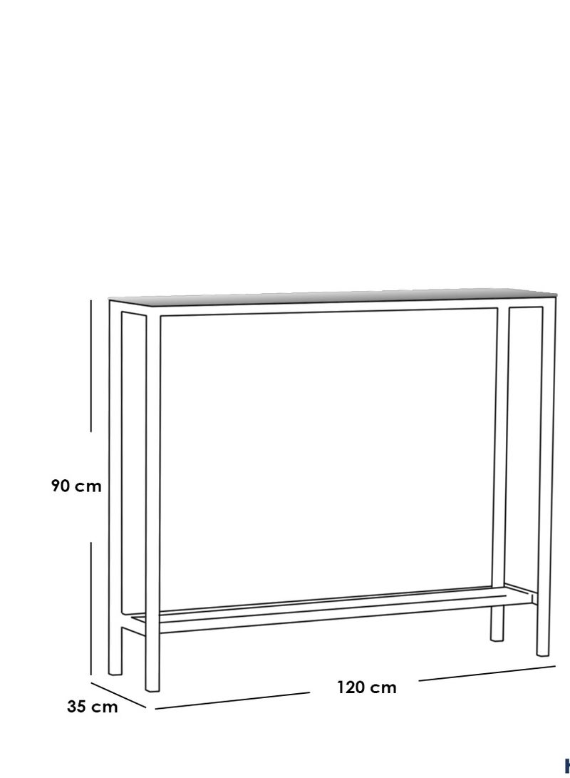 Generic Iron and wood entrance table, white and gold marble - 120 x 35 x 90 cm  - Image 2