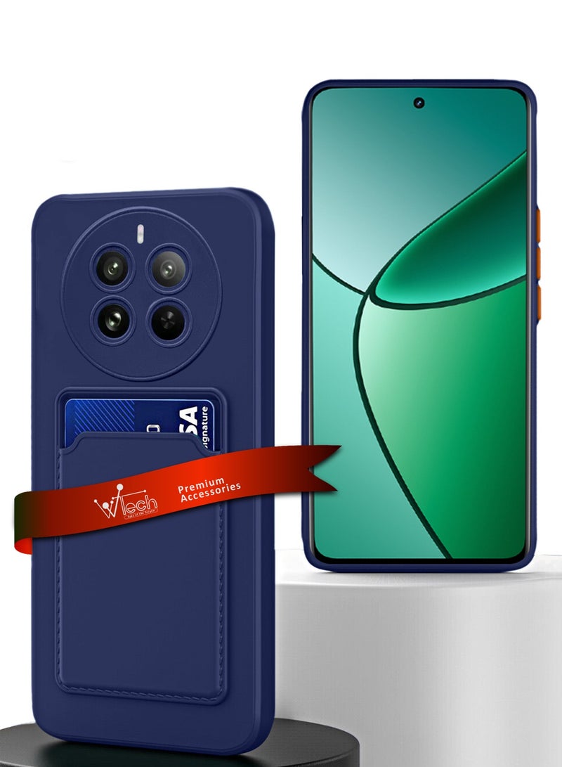 دبليو تيك غطاء حماية من السيليكون TPU مع حامل بطاقات لهاتف Realme 12+ / 12 Plus 5G 2024 أزرق داكن - Image 1
