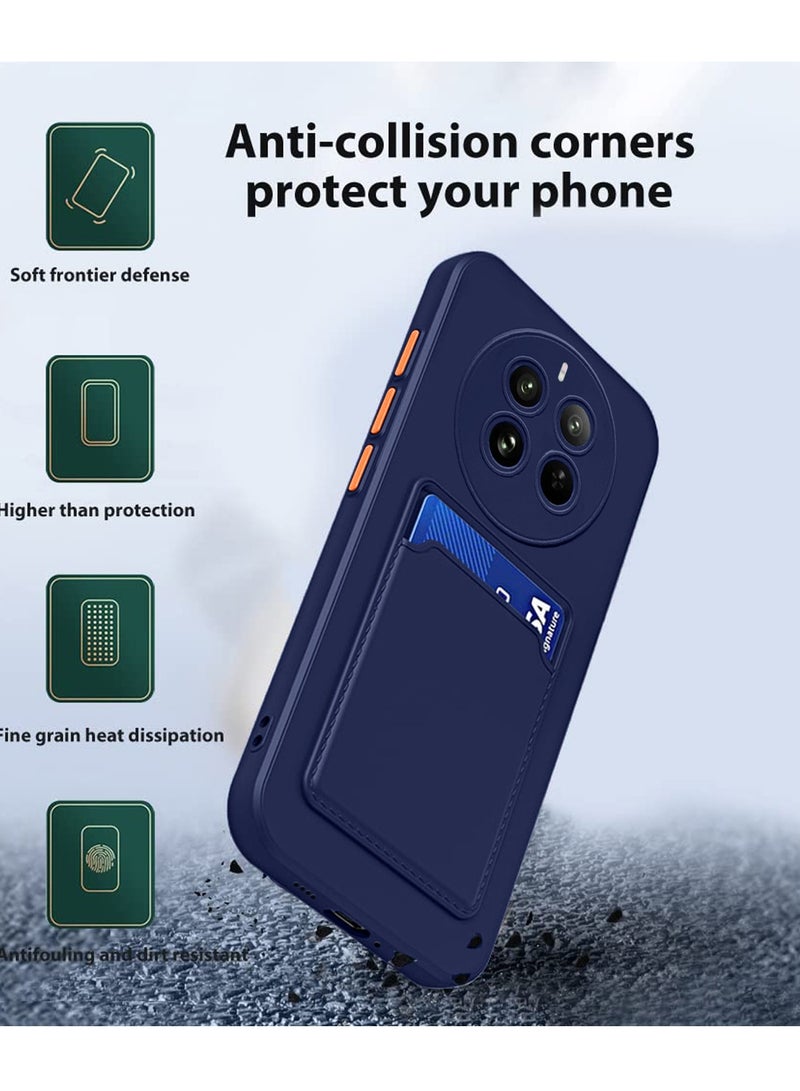 دبليو تيك غطاء حماية من السيليكون TPU مع حامل بطاقات لهاتف Realme 12+ / 12 Plus 5G 2024 أزرق داكن - Image 2