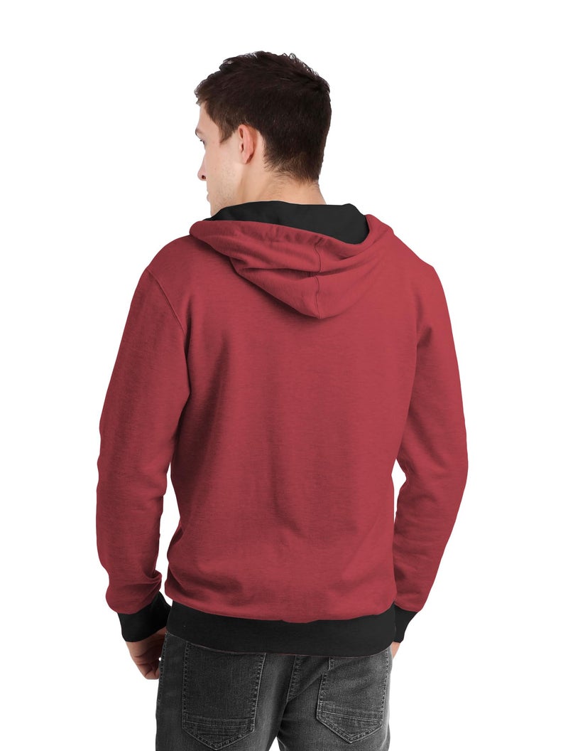 fanideaz Mens Cotton Solid Hooded Regular Sweatshirt with Pocket_Maroon_M - Image 2
