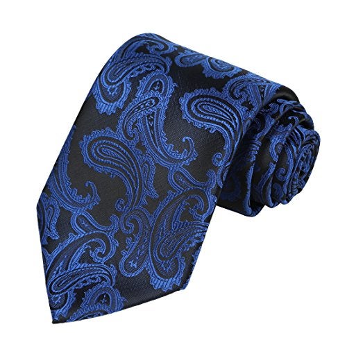 KissTies Mens Navy Blue Tie Paisley Necktie + Gift Box - Image 1