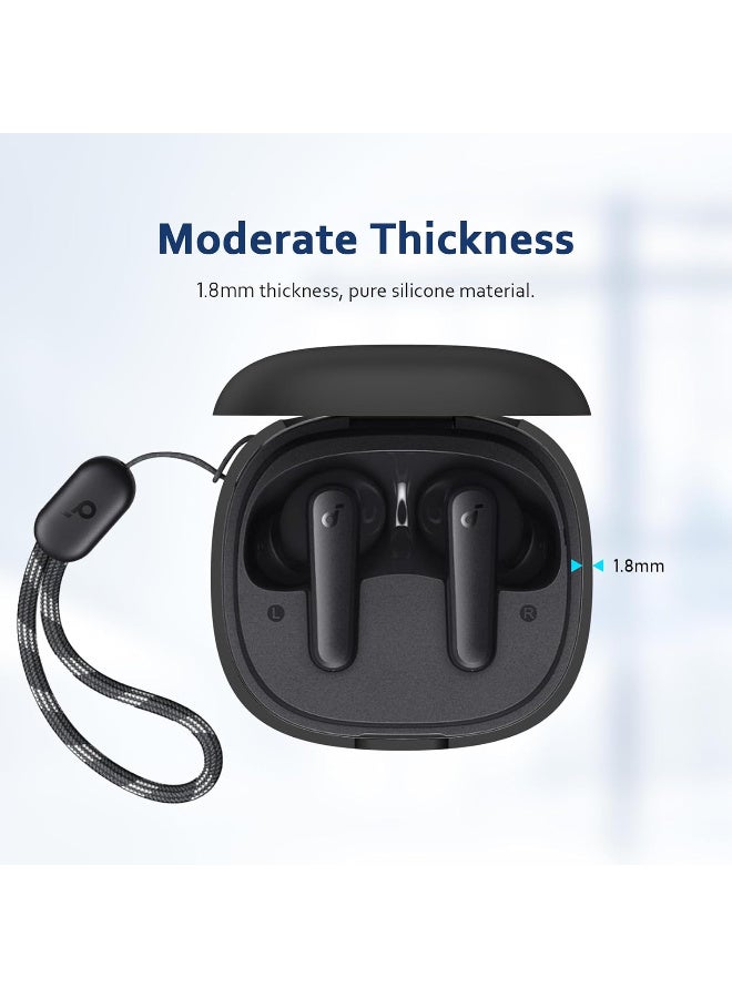 Silicone Cover Case Compatible with Anker Soundcore R50i, With Keychain (Black) - Image 5