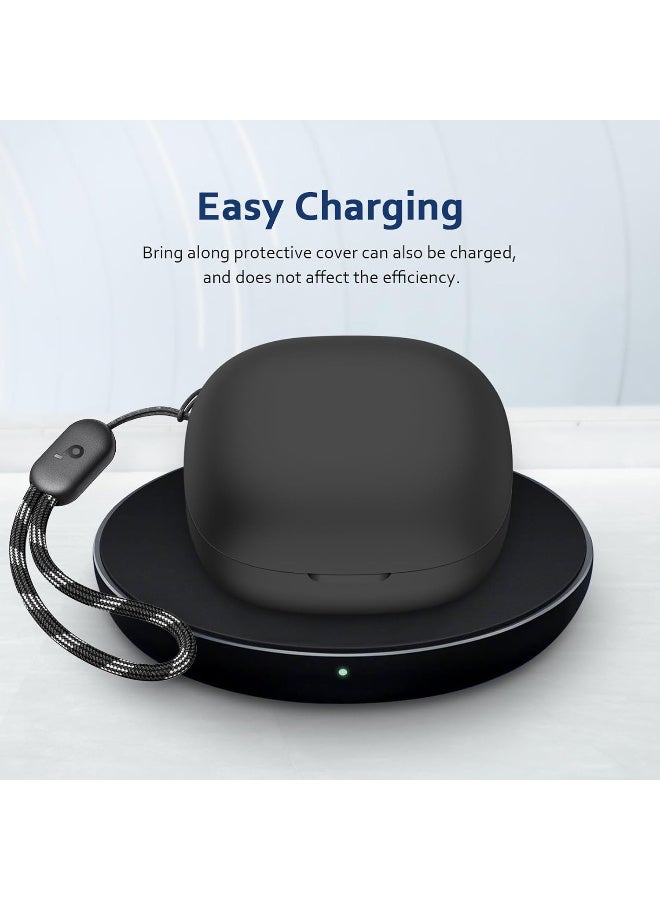 Silicone Cover Case Compatible with Anker Soundcore R50i, With Keychain (Black) - Image 3