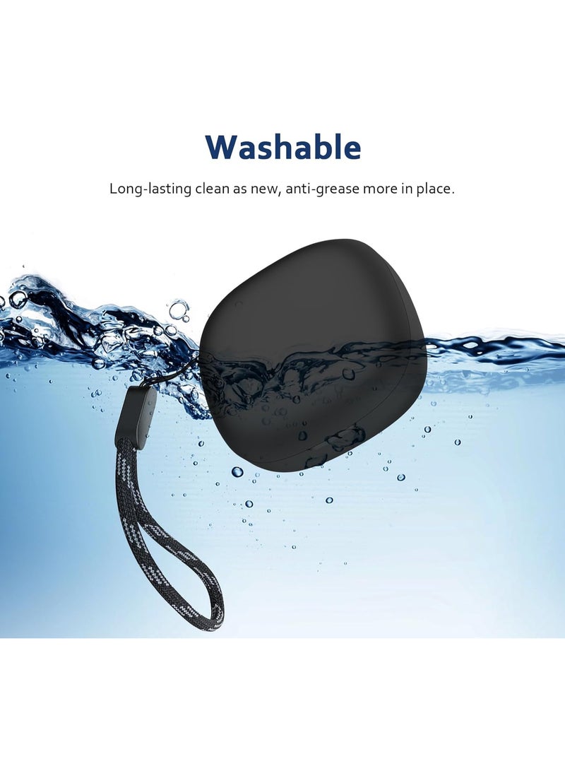 Silicone Cover Case Compatible with Anker Soundcore R50i, With Keychain (Black) - Image 2
