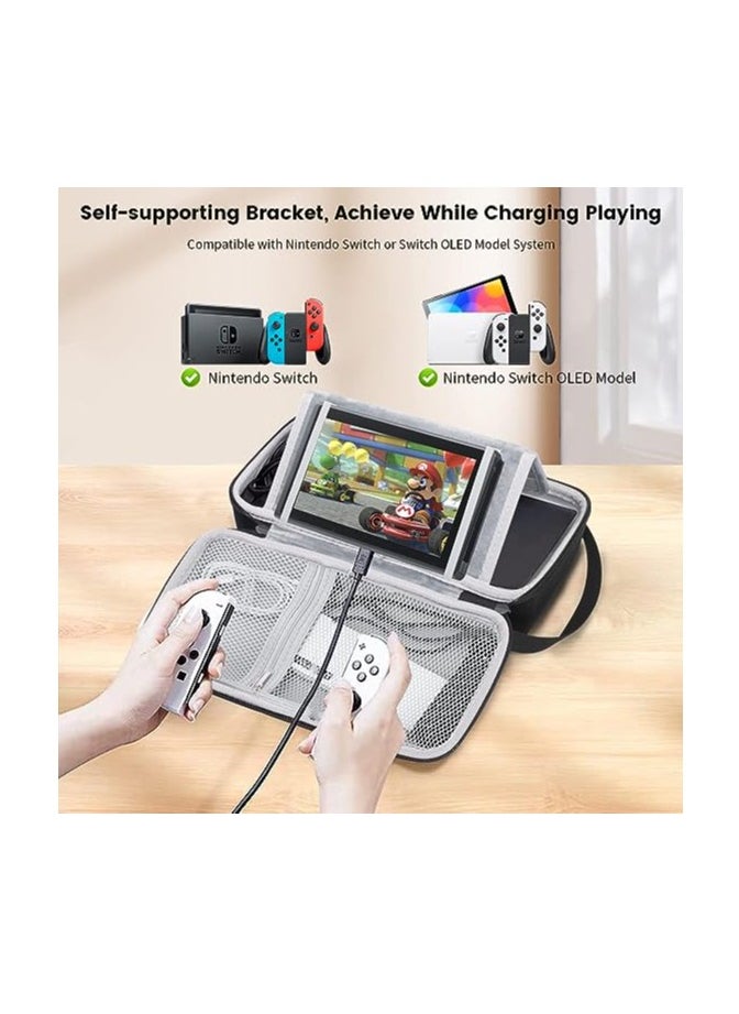 INFOSUN Nintendo Switch OLED Carrying Case, Switch OLED Accessories Travel Storage Case Pouch, Deluxe Hard Shell Carrying Case for Nintendo Switch Console, Dock  Accessories  - Image 4