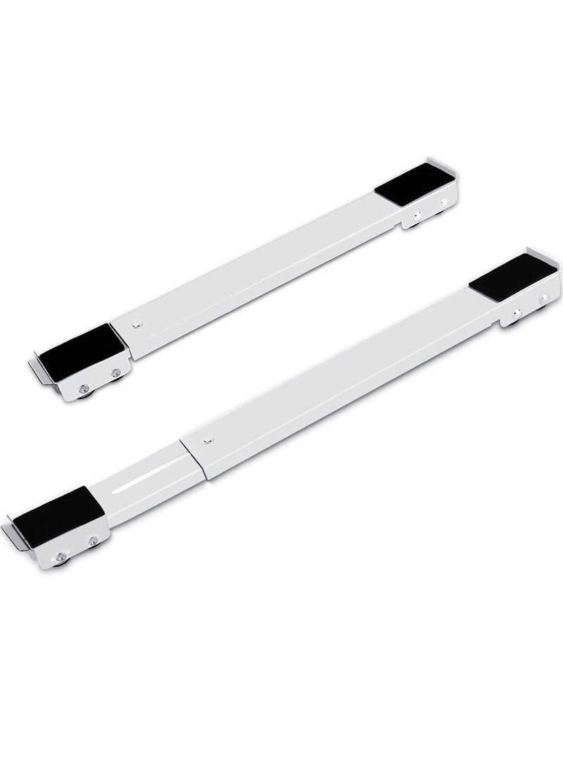 Heavy Duty Appliance Rollers Pair Move Tools Expandable Adjustable Steel Appliance Trolley Furniture Mover for Washer Dryer Refrigerator (White)  - Image 1