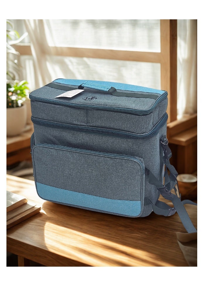 قمرا حقيبة تخييم وسفر ذات سعة كبيرة ذات طابقين مع جيوب متعددة وبطانة داخلية، مصنوعة من قماش أكسفورد متين ومقاوم للماء، مثالية لتنظيم العناصر أثناء التخييم والرحلات (45 × 24 × 41 سم) - Image 2