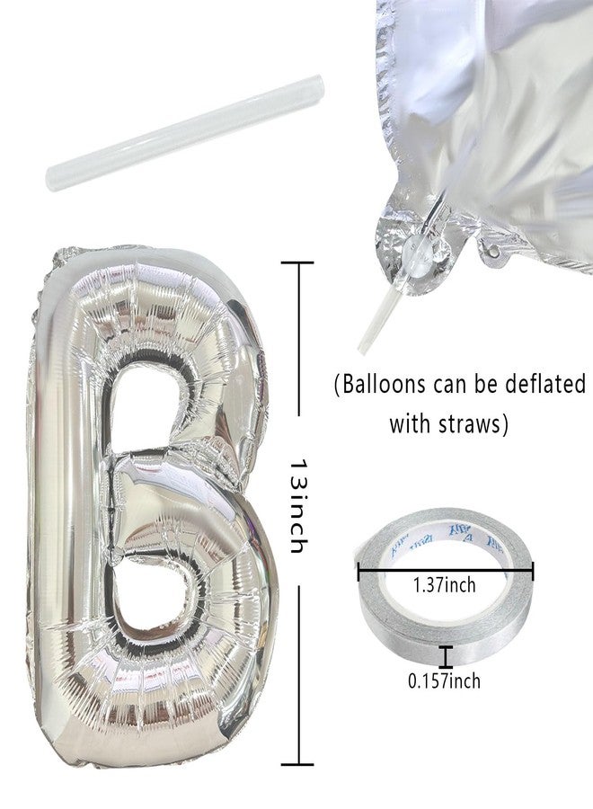 K.E.J. Silver Happy Birthday Balloon Banner Set -16 Inch Foil Letters Balloons, Reusable Birthday Decorations and Party Supplies, Suitable for Men and Women's Birthday Decorations，Party Backdrop - Image 2