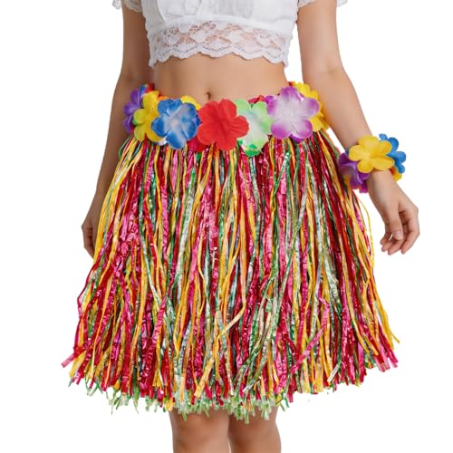 Garma Hawaiian Grass Skirts for Luau Party Set 12PCS Hawaiian Luau Hula Skirts 12PCS Headbands and 24PCS Wristbands for Hawaiian Party Supplies Tropical Themed Decorations Festival - Image 5