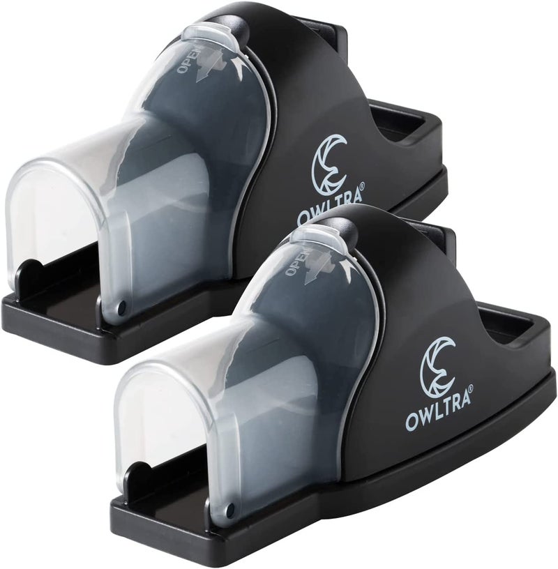 OWLTRA in-/Outdoor Safe Tunnel Snap Mouse Trap 2PCS, Instant Eliminate Rodent Snap Trap with Clear Tunnel Entry, Touch-Free Release, and Powerful Snap, Black, TST-217 - Image 1