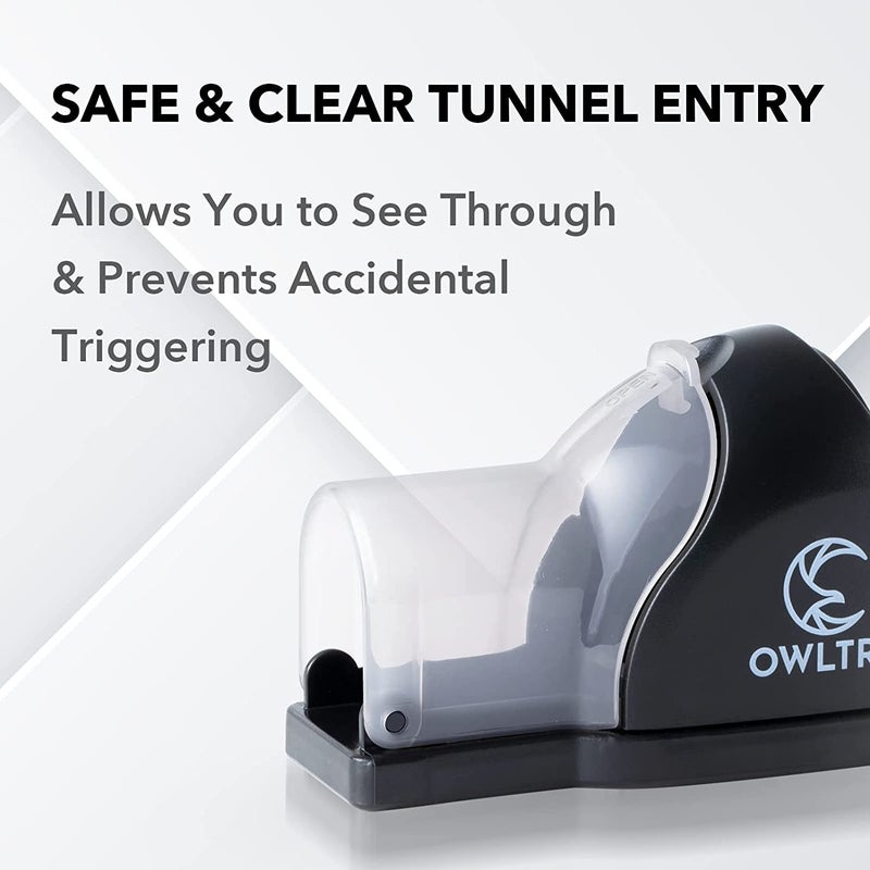 OWLTRA in-/Outdoor Safe Tunnel Snap Mouse Trap 2PCS, Instant Eliminate Rodent Snap Trap with Clear Tunnel Entry, Touch-Free Release, and Powerful Snap, Black, TST-217 - Image 3