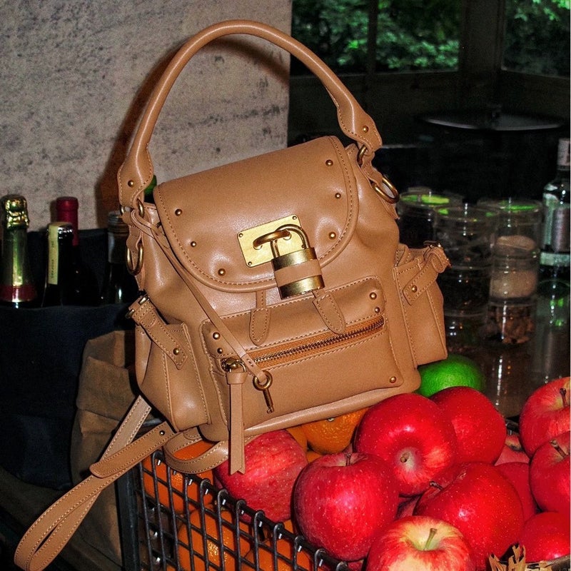 Vintage Lock Buckle Rivet Backpack - Image 3