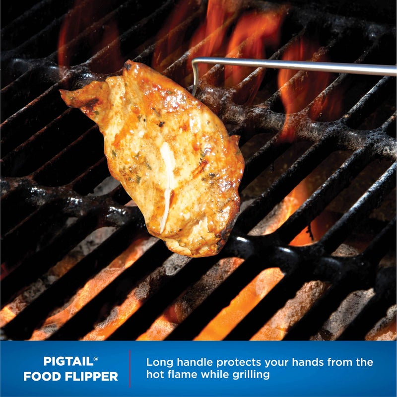 Jaccard Pigtail Food Flipper, Hardwood Handle/Stainless Steel, Combo (Blister Pack) - Image 3