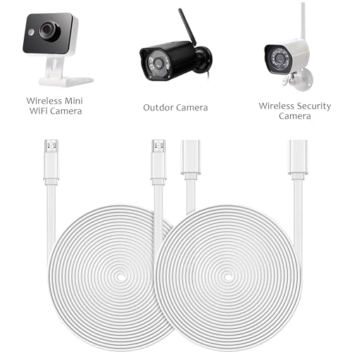 Sumind 4 Pcs Micro USB Extension Cable 10 ft/ 3 Meters, Micro USB Power Extension, Micro USB Female to USB Male Compatible with Wireless Security Camera Flat Power Cable, Cable Clips Included(White) - Image 2