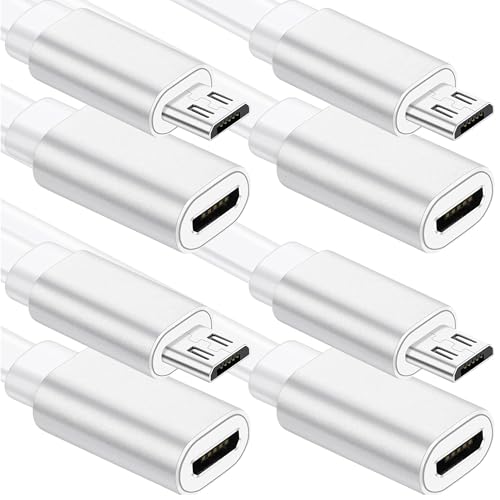 Sumind 4 Pcs Micro USB Extension Cable 10 ft/ 3 Meters, Micro USB Power Extension, Micro USB Female to USB Male Compatible with Wireless Security Camera Flat Power Cable, Cable Clips Included(White) - Image 1
