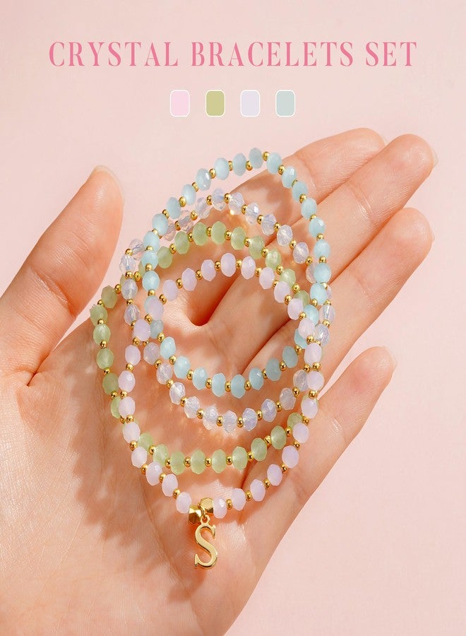 IEFWELL Initial Bracelets for Girls - Letter A Bracelets for Girls Trendy Crystal Beaded Bracelet Cute Tiny Beaded Initial Stretch Bracelet Dainty Small Jewelry - Image 5