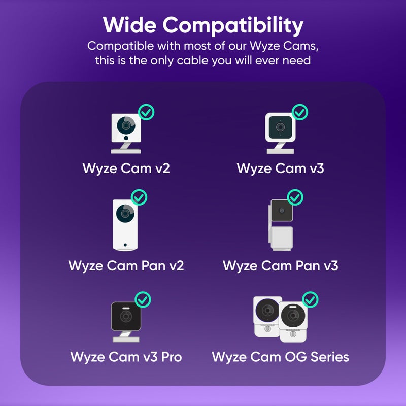Wyze 20ft Outdoor Extension Cable for Wyze Cameras, IP67 Waterproof, Compatible with Wyze Cam v4, Wyze Cam Pan v3, Wyze Cam OG, Indoor, White - Image 3
