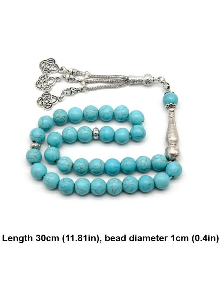 Tasbih 33 Turquoise Muslim Handmade Rosary Beads, Misbaha Masbaha Tasbeeh Sibha Islamic Rosary Beads, Islamic Handmade Accessories (Sky Blue)  - Image 4