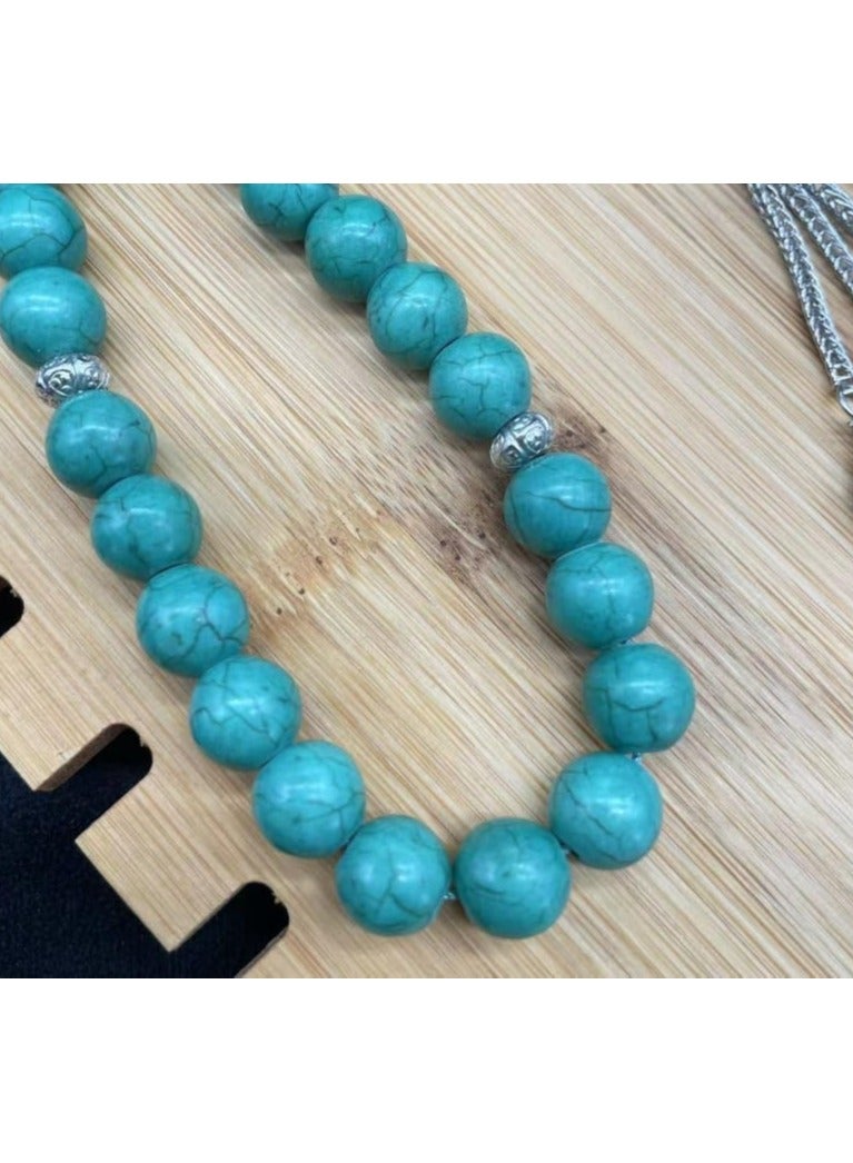 Tasbih 33 Turquoise Muslim Handmade Rosary Beads, Misbaha Masbaha Tasbeeh Sibha Islamic Rosary Beads, Islamic Handmade Accessories (Sky Blue)  - Image 3