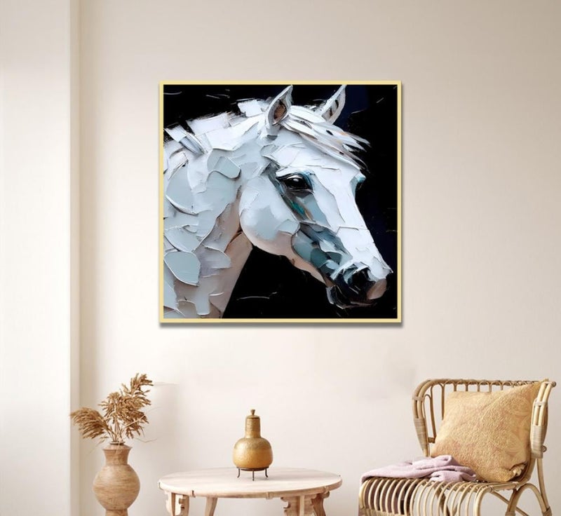 ماركتنا لوحة قماشة بتصميم حصان مع برواز مجوف بمقاس 50×50 سم - Image 2