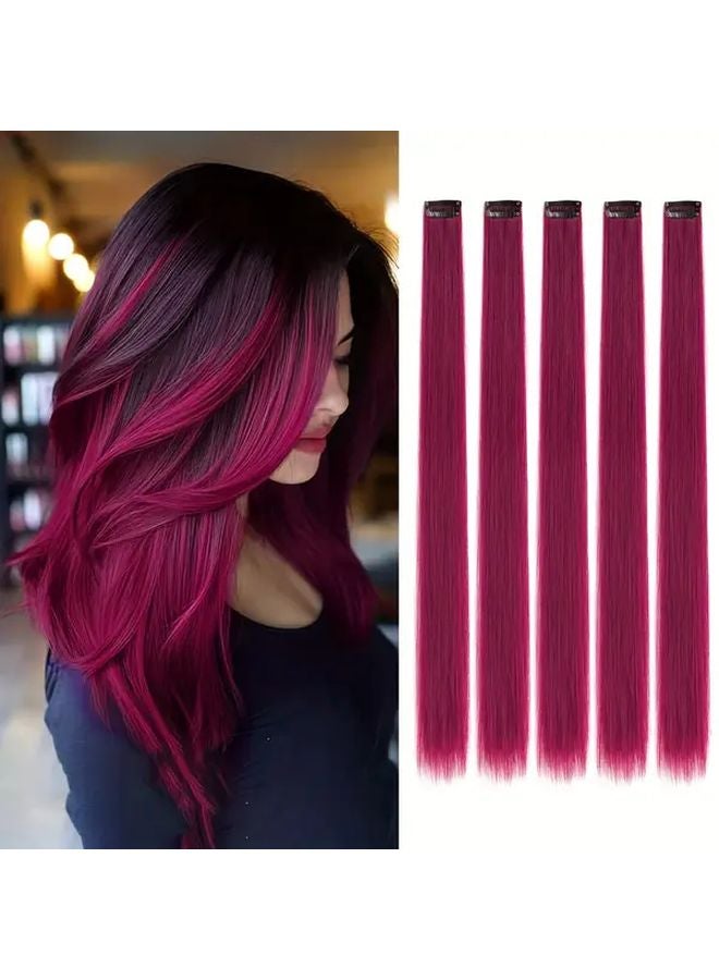 Blue 5 Piece 20 Inch Clip In Synthetic Hair Extensions With Highlights - Image 4