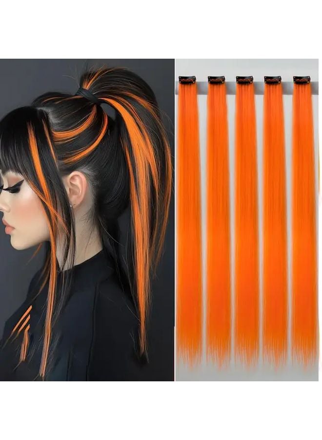 Blue 5 Piece 20 Inch Clip In Synthetic Hair Extensions With Highlights - Image 5