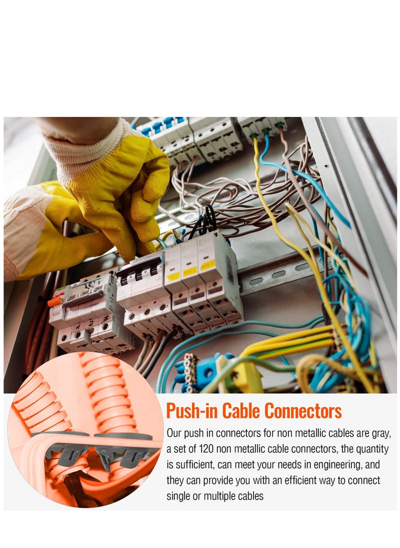 SYOSI - Cable Connector Electrical Boxes, 100Unit 24mm Push in Wire Connectors, Conduits & Fittings Connector Junction Box Connector, Non-Metallic Push-Fit Bulk Connectors Gray, for Fits Knockout Hole - Image 1