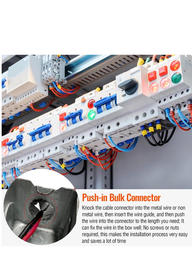 SYOSI - Cable Connector Electrical Boxes, 100Unit 24mm Push in Wire Connectors, Conduits & Fittings Connector Junction Box Connector, Non-Metallic Push-Fit Bulk Connectors Gray, for Fits Knockout Hole - Image 1
