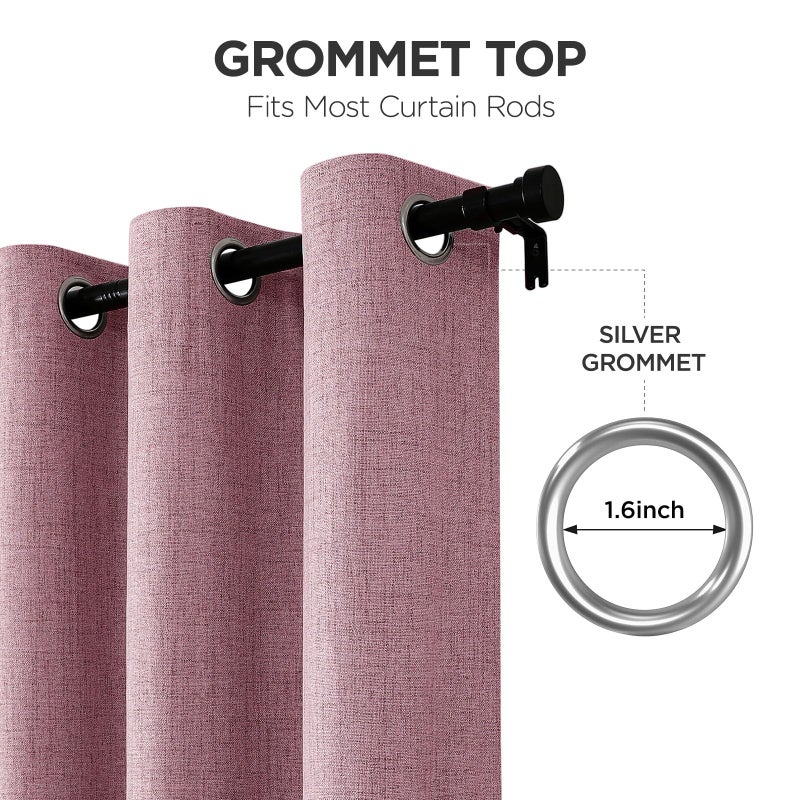 Joydeco Light Pink Blackout Curtains 120 Inches Long  Extra Long Curtains 120 Inch Length 1 Panel for Bedroom  Thermal Insulated Linen Black Out Curtains with Grommets(100x120  Light Pink) - Image 5