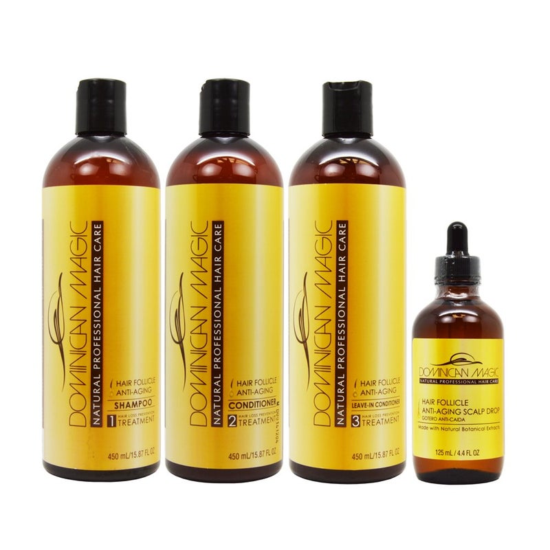 Dominican Magic AntiAging Hair Care Set Shampoo Conditioner LeaveIn 16oz Hair Growth Drops 4oz Strengthens Hydrates Restores Thinning Dry Aging Hair