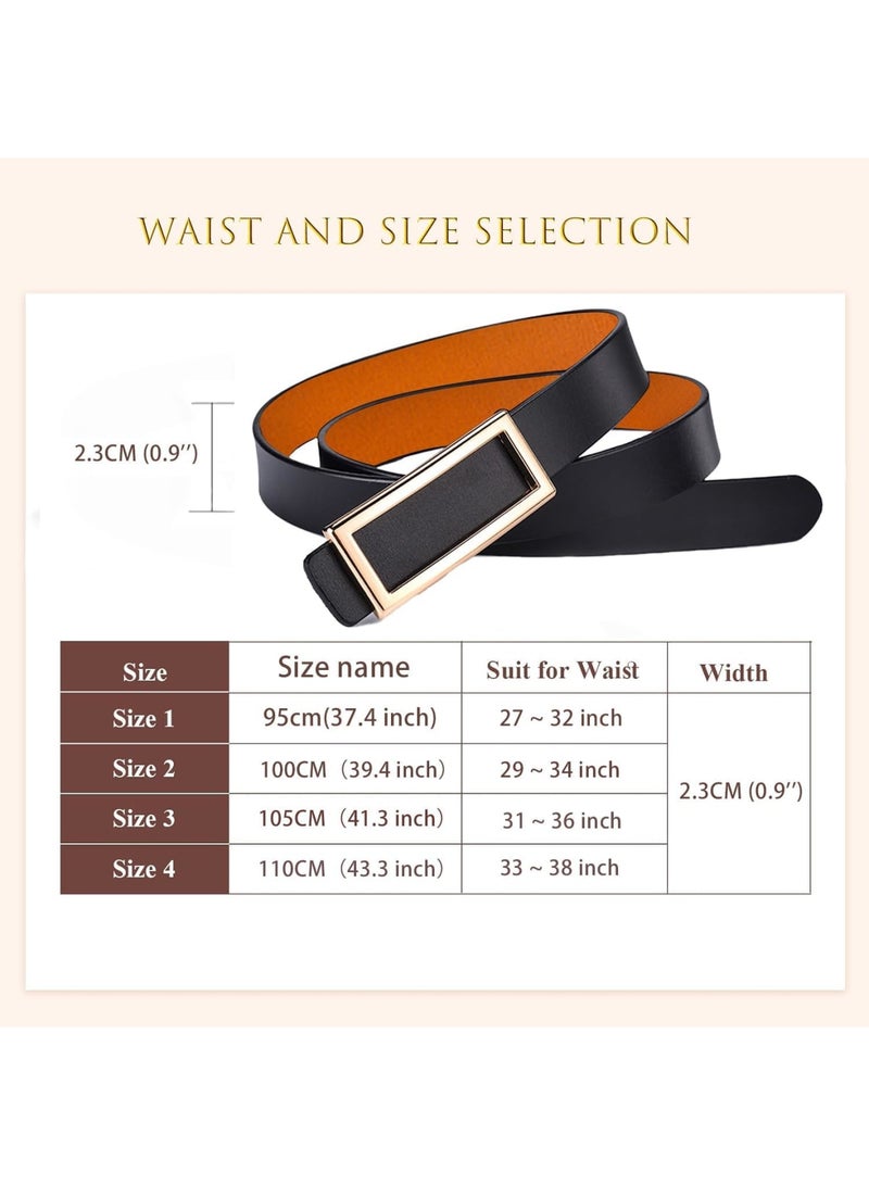 SOLARAE Reversible Leather Belt for Women, 2 Pack Fashion Belts with Gold Buckle, Women's Belt for Jeans, Dress, Pants, 2.3CM (0.9'') Width, Black and Brown - Image 5