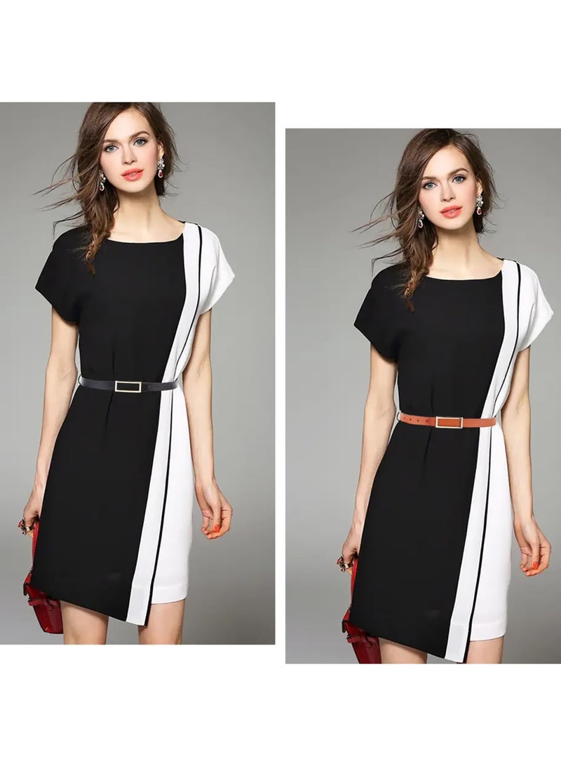 SOLARAE Reversible Leather Belt for Women, 2 Pack Fashion Belts with Gold Buckle, Women's Belt for Jeans, Dress, Pants, 2.3CM (0.9'') Width, Black and Brown - Image 3