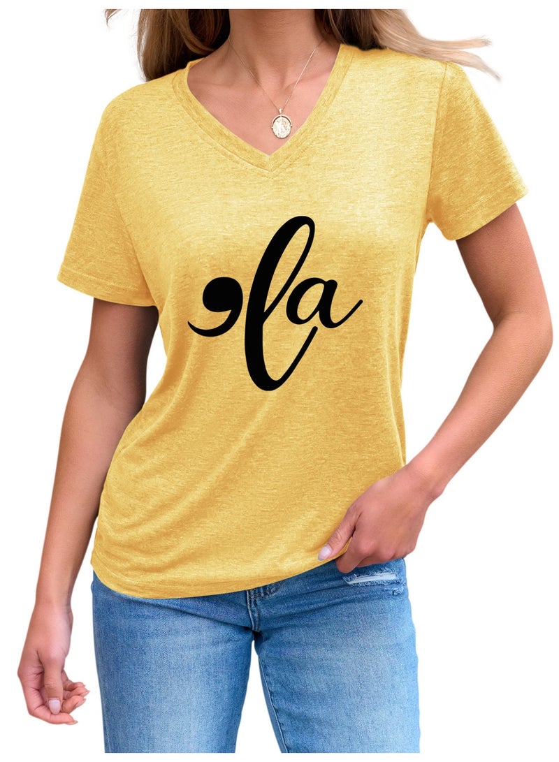Women  V-Neck Cute Tee Shirts Tops - Image 2